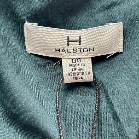 H by Halston teal & black abstract pattern long sleeve blouse - Picture 11 of 16